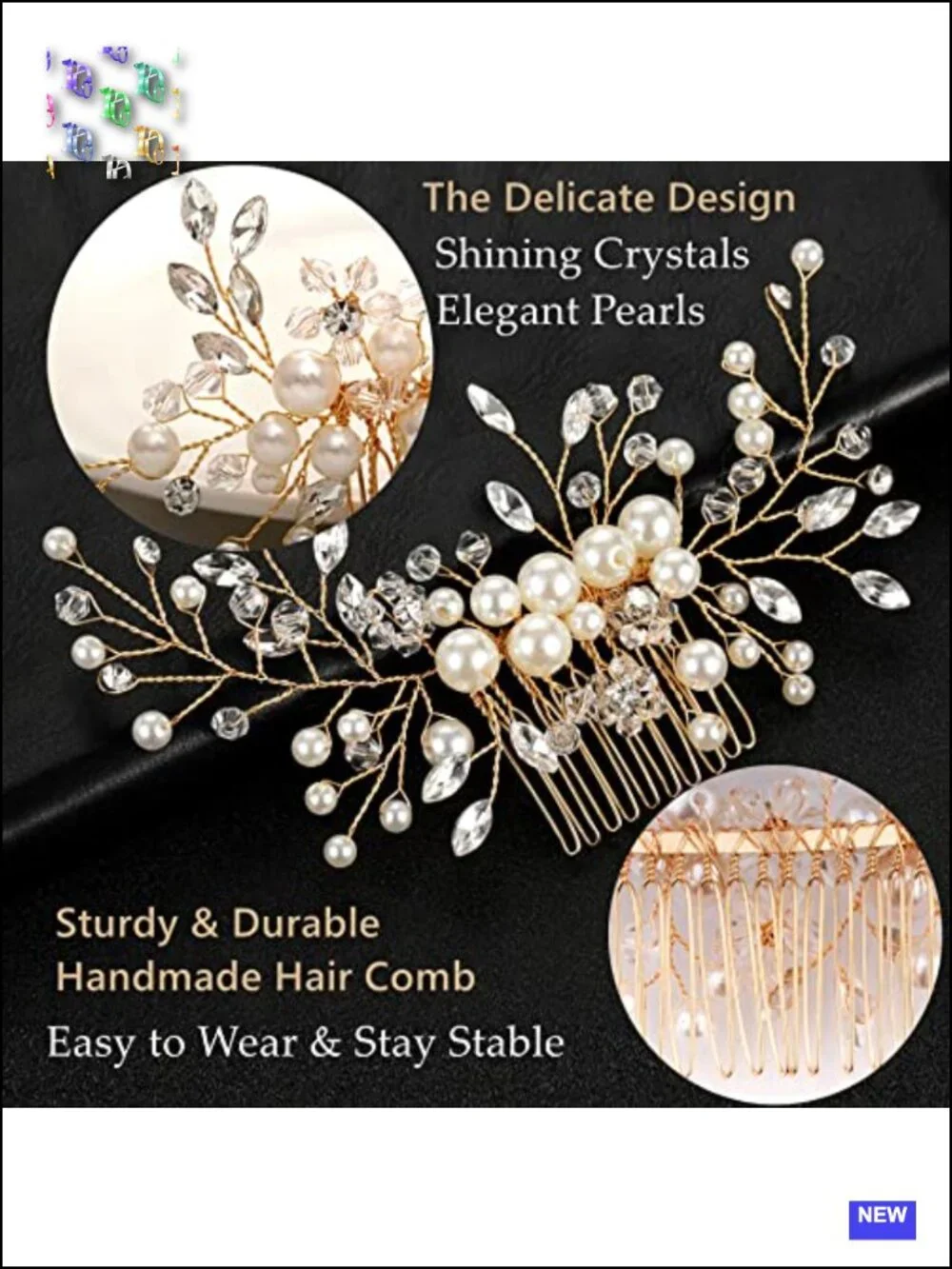 Pearl Crystal Rhinestone Bridal Hair Comb and 4 Pins Wedding Hair Accessories